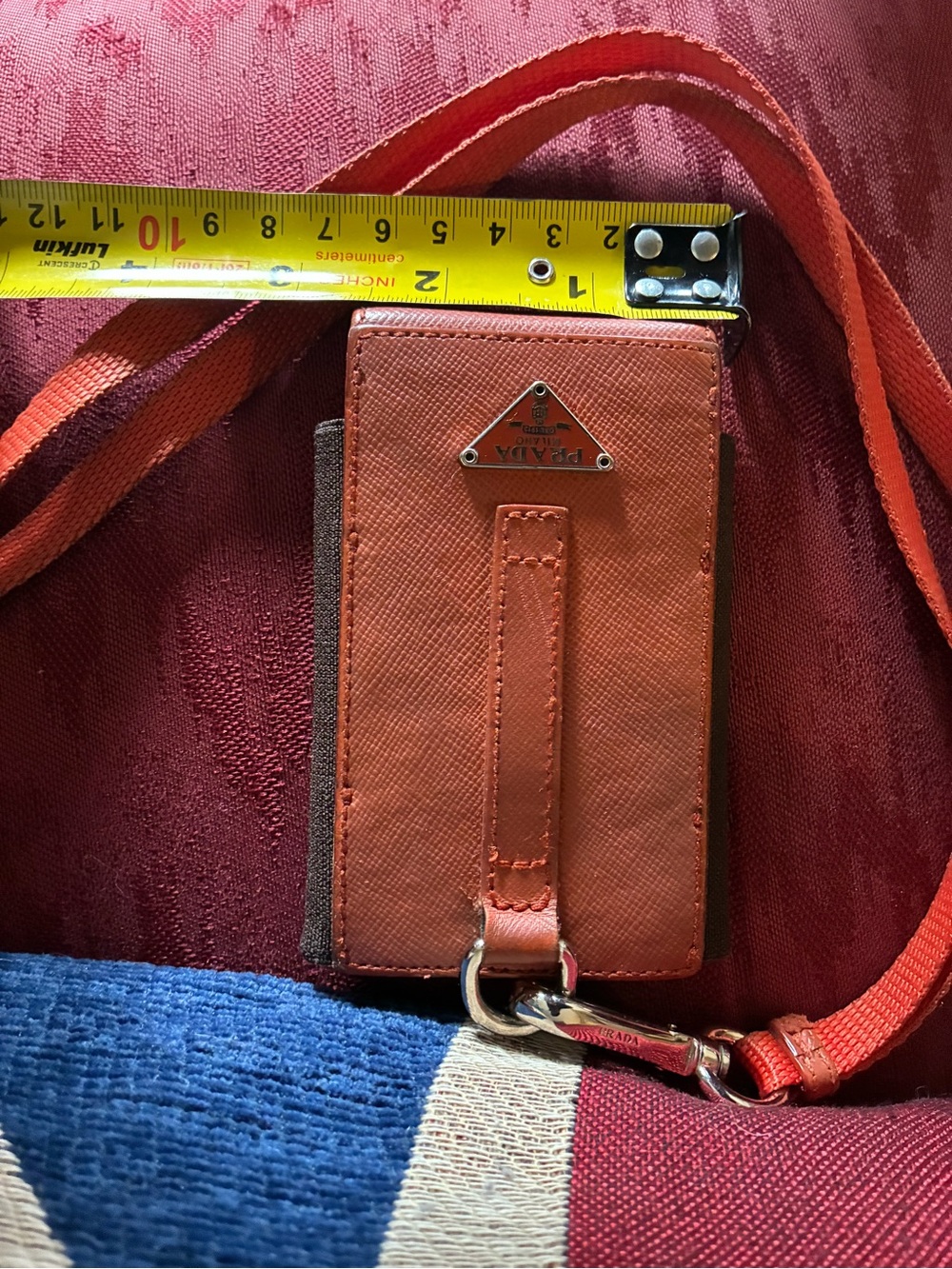 Prada Orange Saffiano Leather Ipod/Cellphone Case with Neck Lanyard - Picture 11 of 12